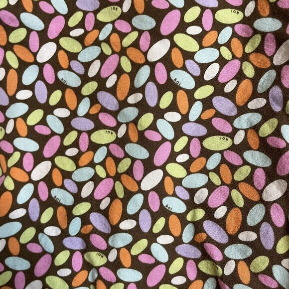 Koi By Kathy Peterson Womens Scrub Top Brown Multicolor Eggs Large Short Sleeve - Picture 4 of 4